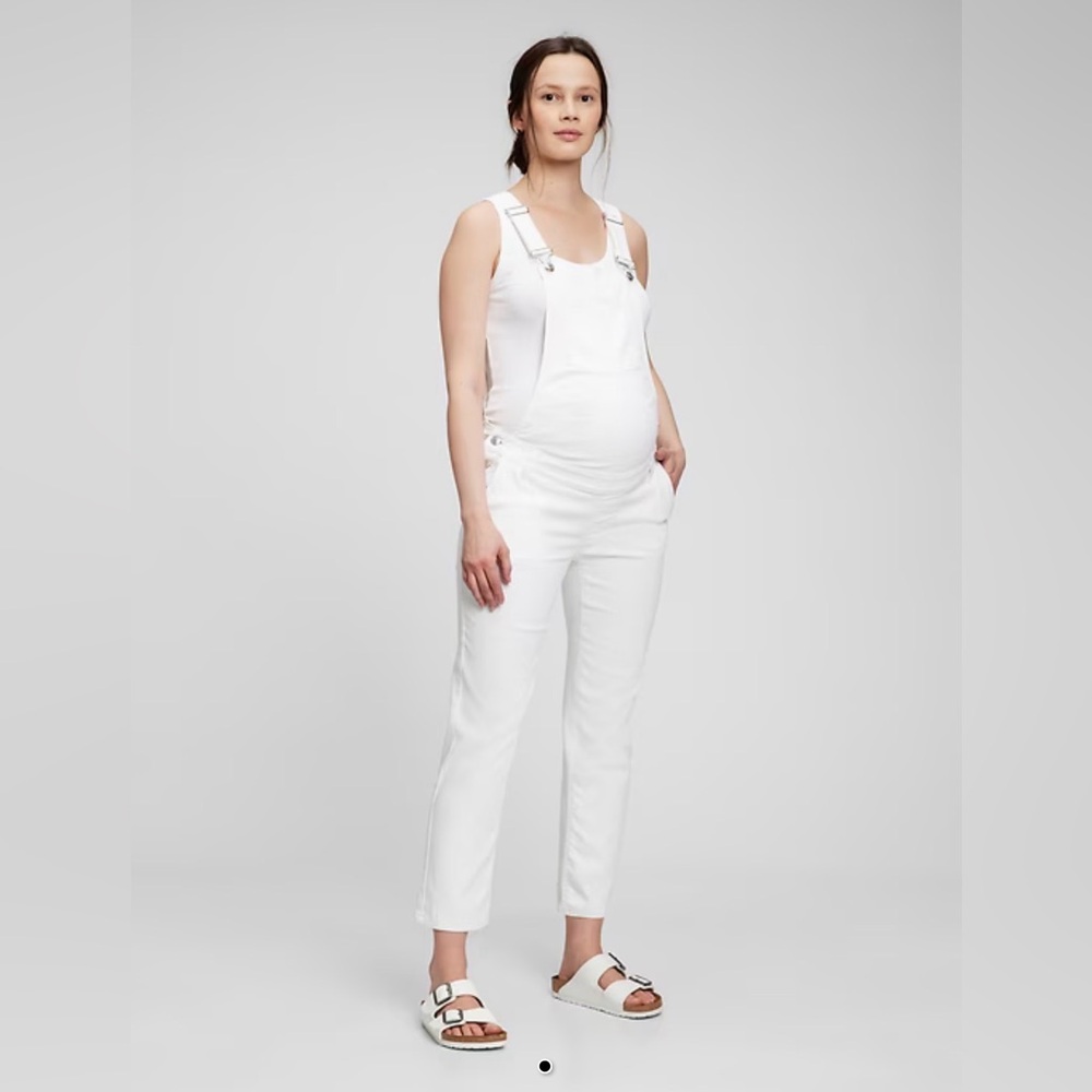 White Maternity Overalls you can where before during and after the baby bump!